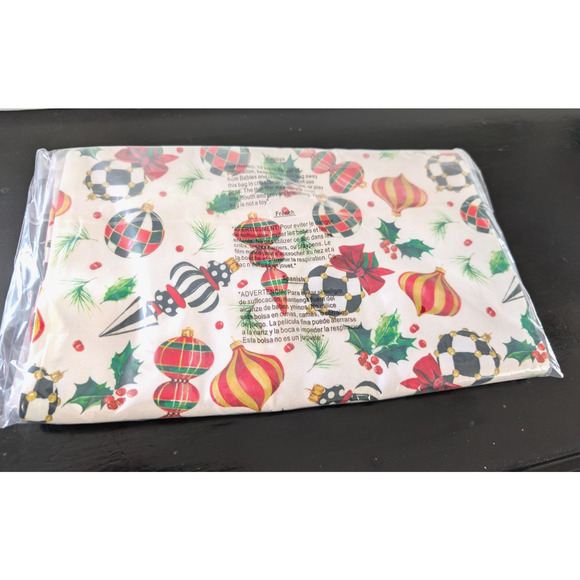 MacKenzie-Childs Deck the Halls Table Runner 72 x 14 Christmas Ornaments Red - Picture 1 of 5